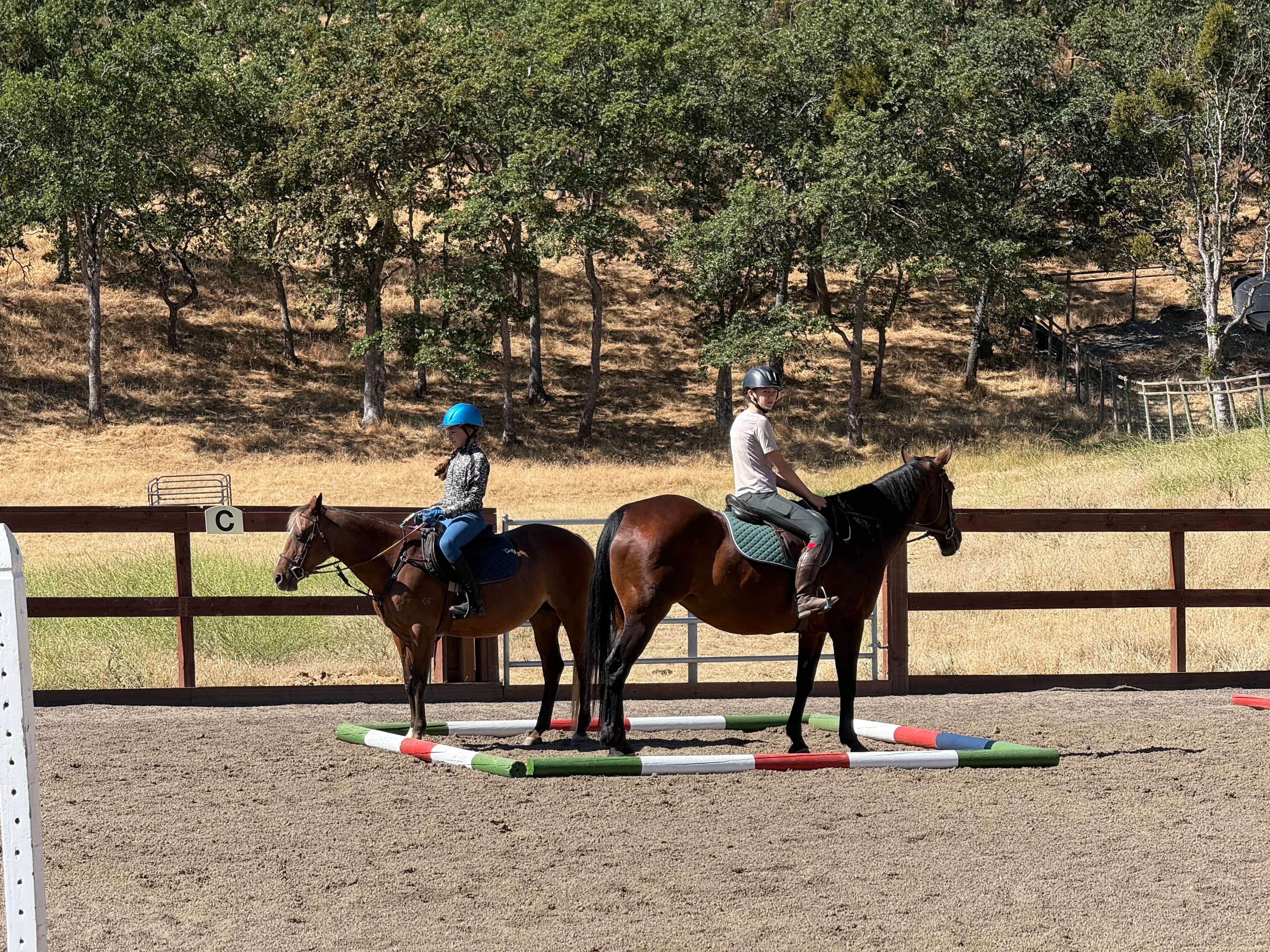 A horsemanship lesson in progress at River Road